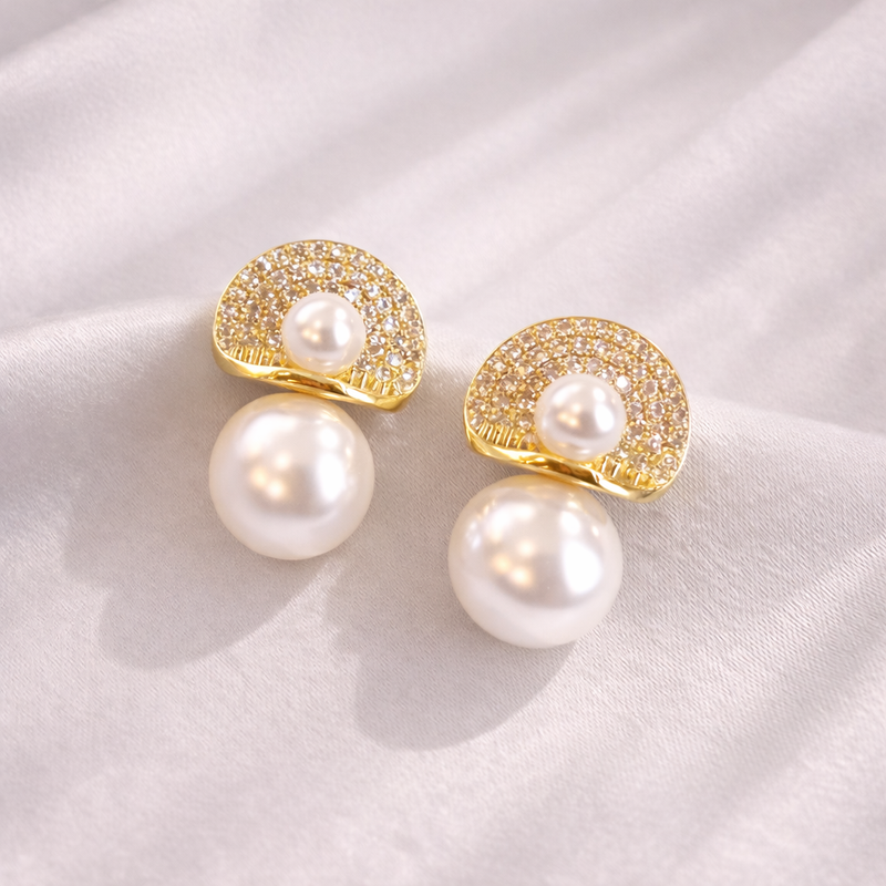Luxe Pearl Halo Drop Earrings