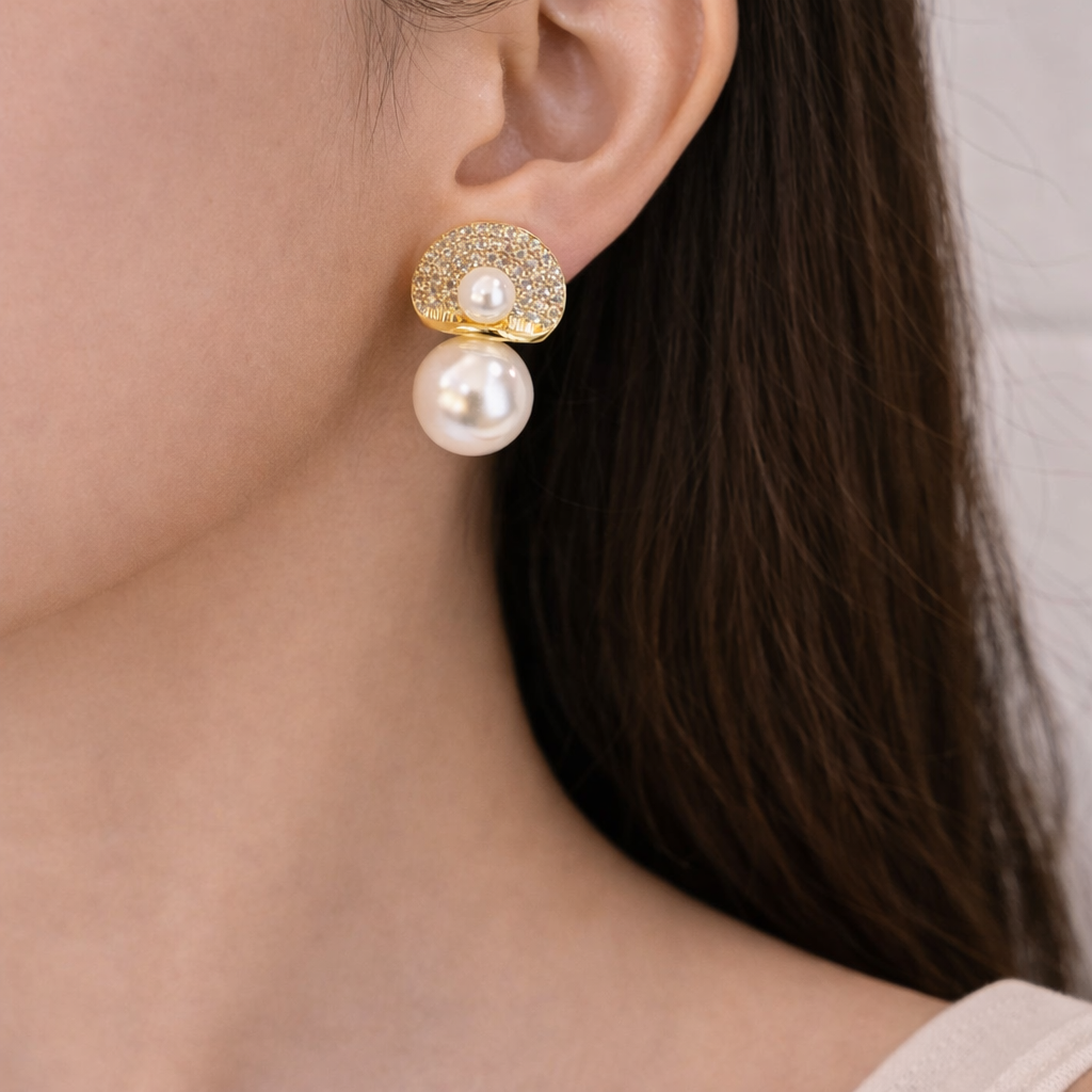 Luxe Pearl Halo Drop Earrings