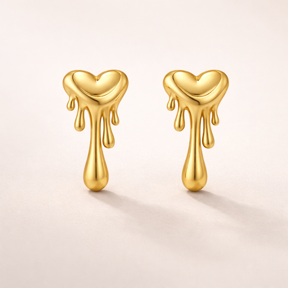 Molten Heart Drip Stud Earrings