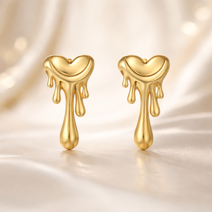 Molten Heart Drip Stud Earrings