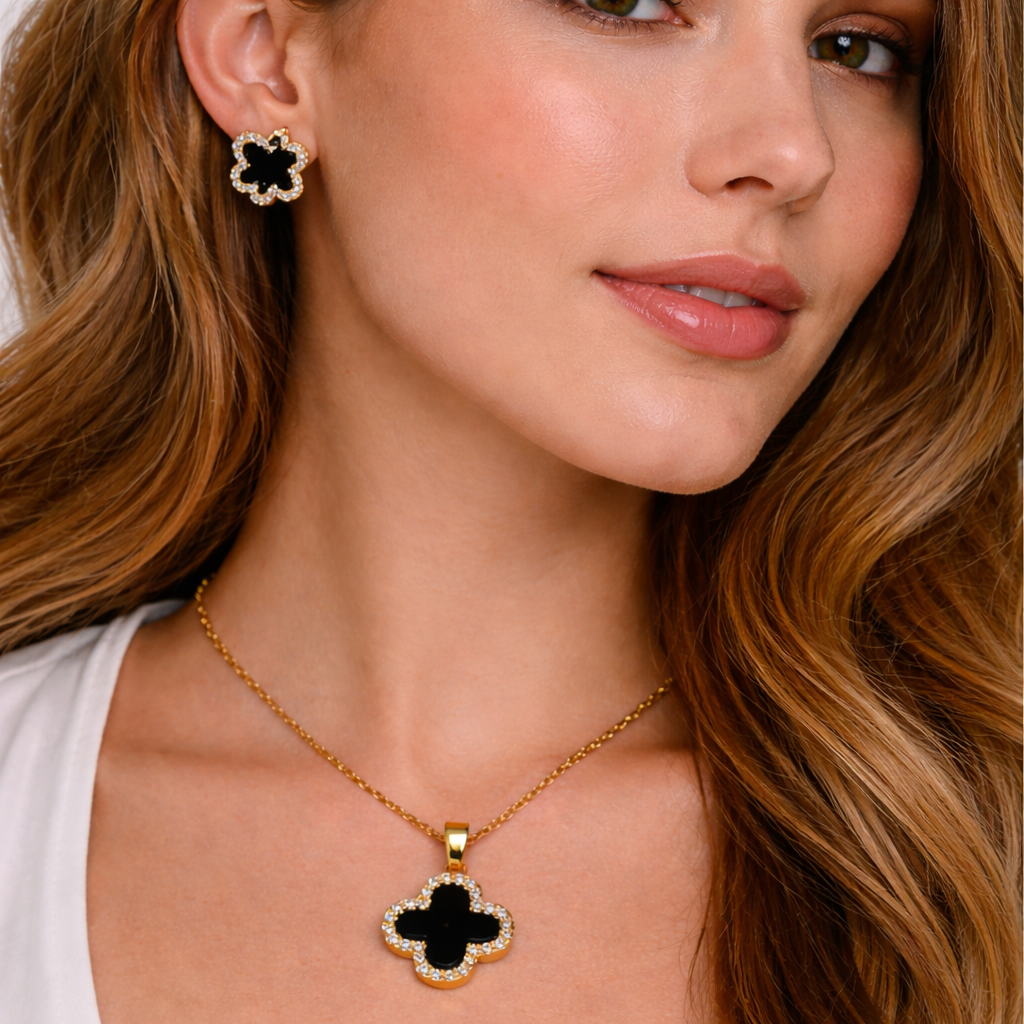 Noir Clover Luxe Necklace Set