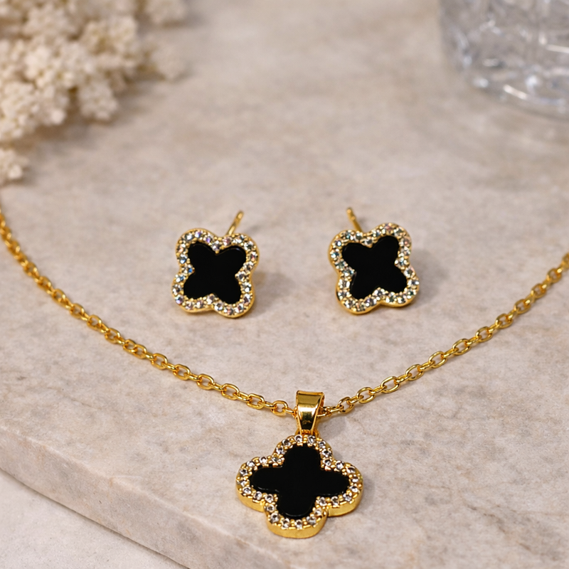Noir Clover Luxe Necklace Set
