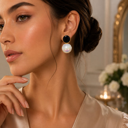 Onyx Pearl Earrings