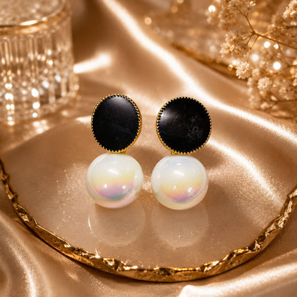 Onyx Pearl Earrings