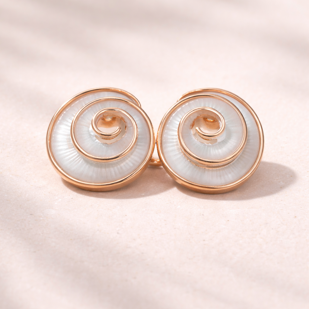 Pearl Swirl Rose Gold Stud Earrings