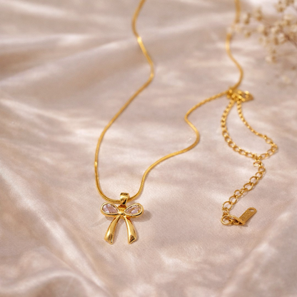 Rose Bow Charm Necklace