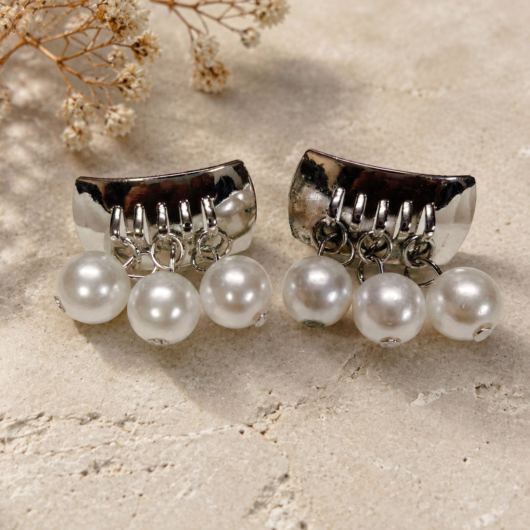 Silver Pearl Cascade Studs
