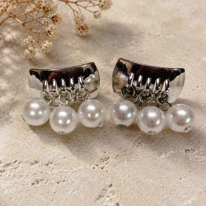 Silver Pearl Cascade Studs