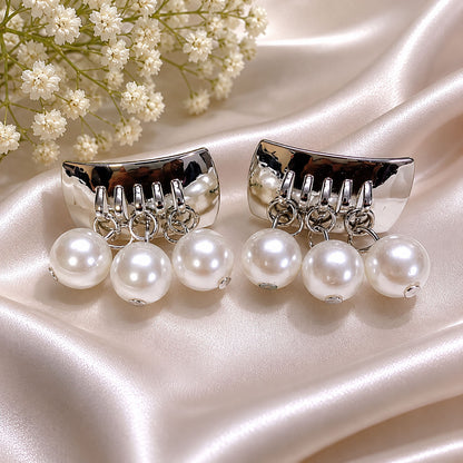 Silver Pearl Cascade Studs