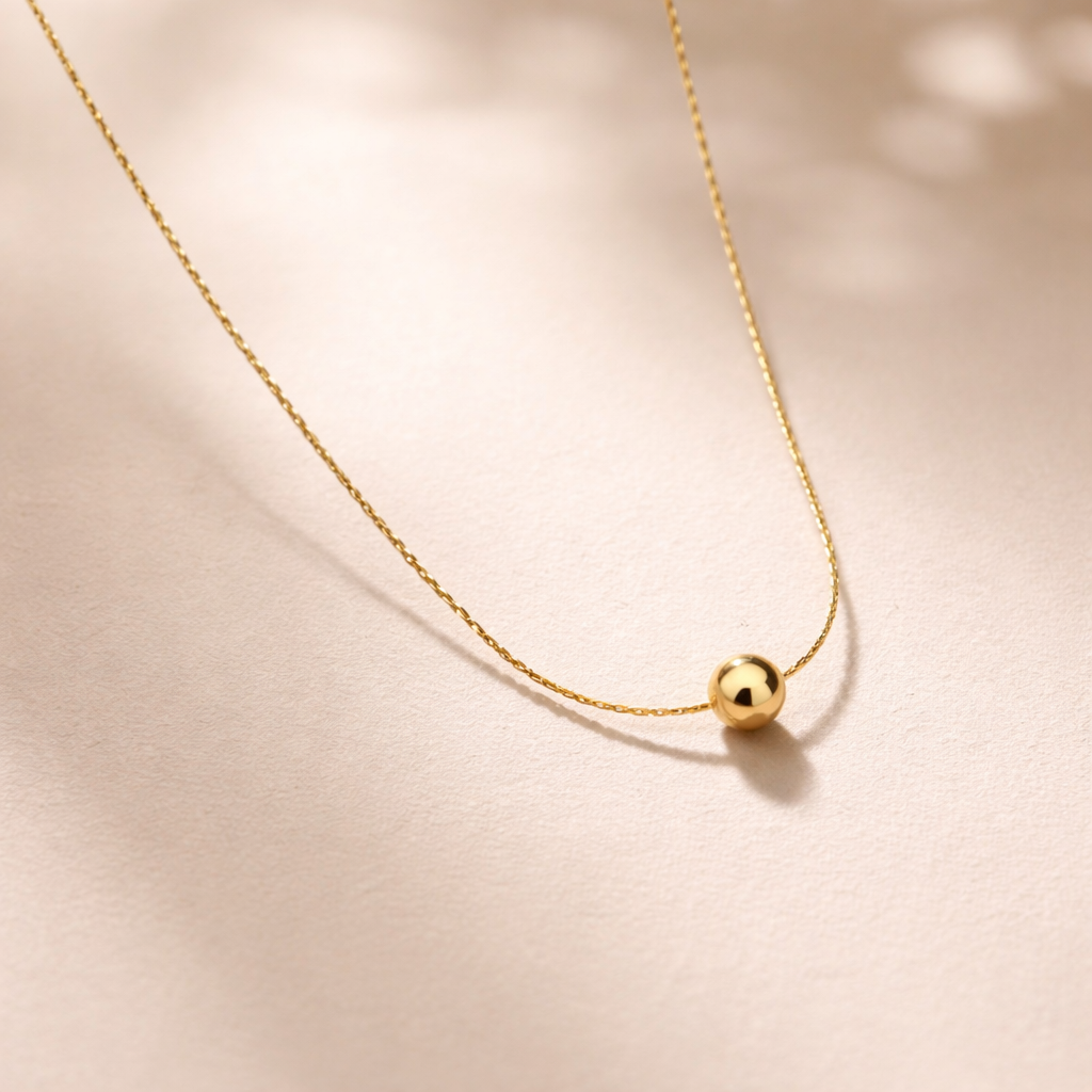 Solitaire Sphere Gold Necklace