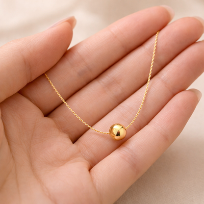 Solitaire Sphere - Golden Anti-Tarnish Neckpiece