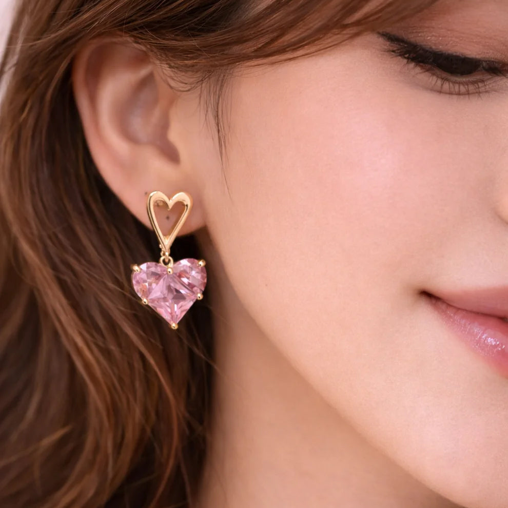 Blush Amour Heart Drop Earrings